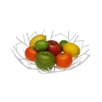 Fruit Bowl Versa White Metal Steel 30 x 9 x 30 cm