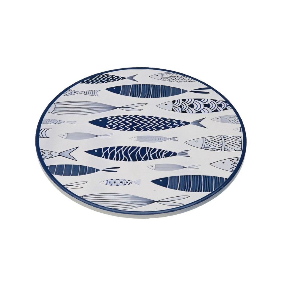 Dessous de plat Versa Bleu Liège Céramique Poissons 20 X 0,6 X 20 CM
