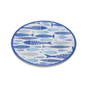 Untersetzer Versa Blau Kork aus Keramik Fische 20 X 0,6 X 20 CM