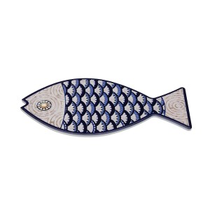 Untersetzer Versa Blau Grau Kork aus Keramik Fisch 14 x 0,7 x 20 cm
