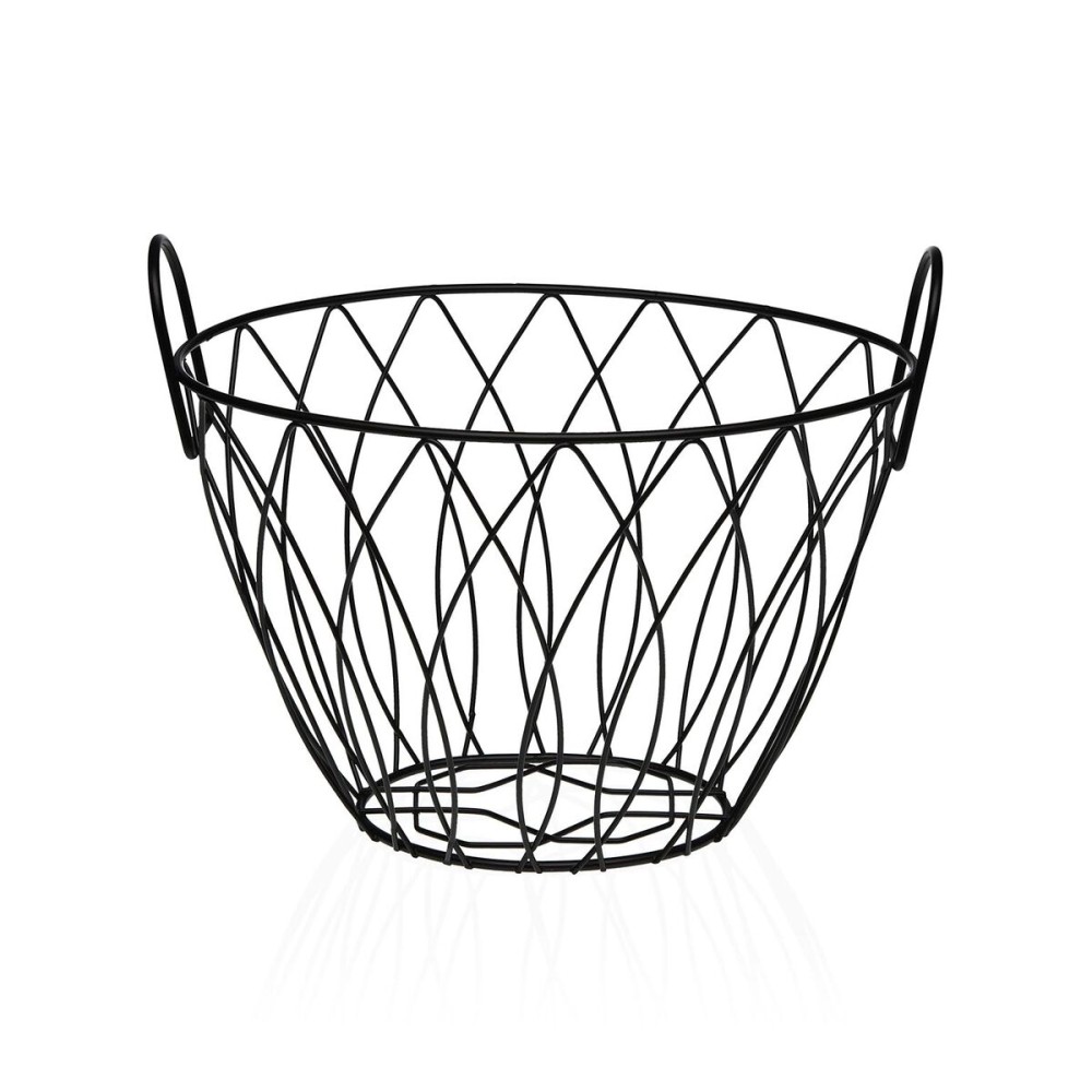Fruit Bowl Versa Black Metal Steel 19,5 X 21,5 X 28,5 CM