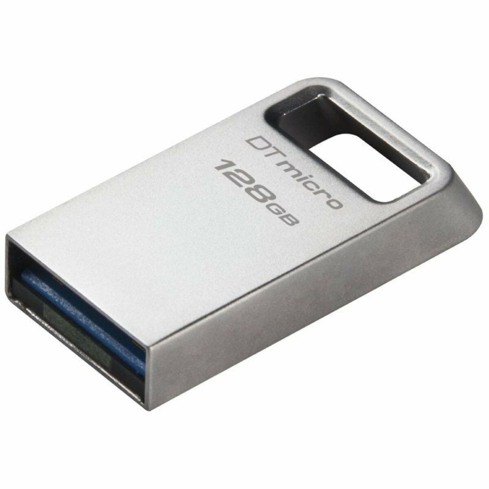 USB Pendrive Kingston Micro 128 GB Schwarz Silberfarben
