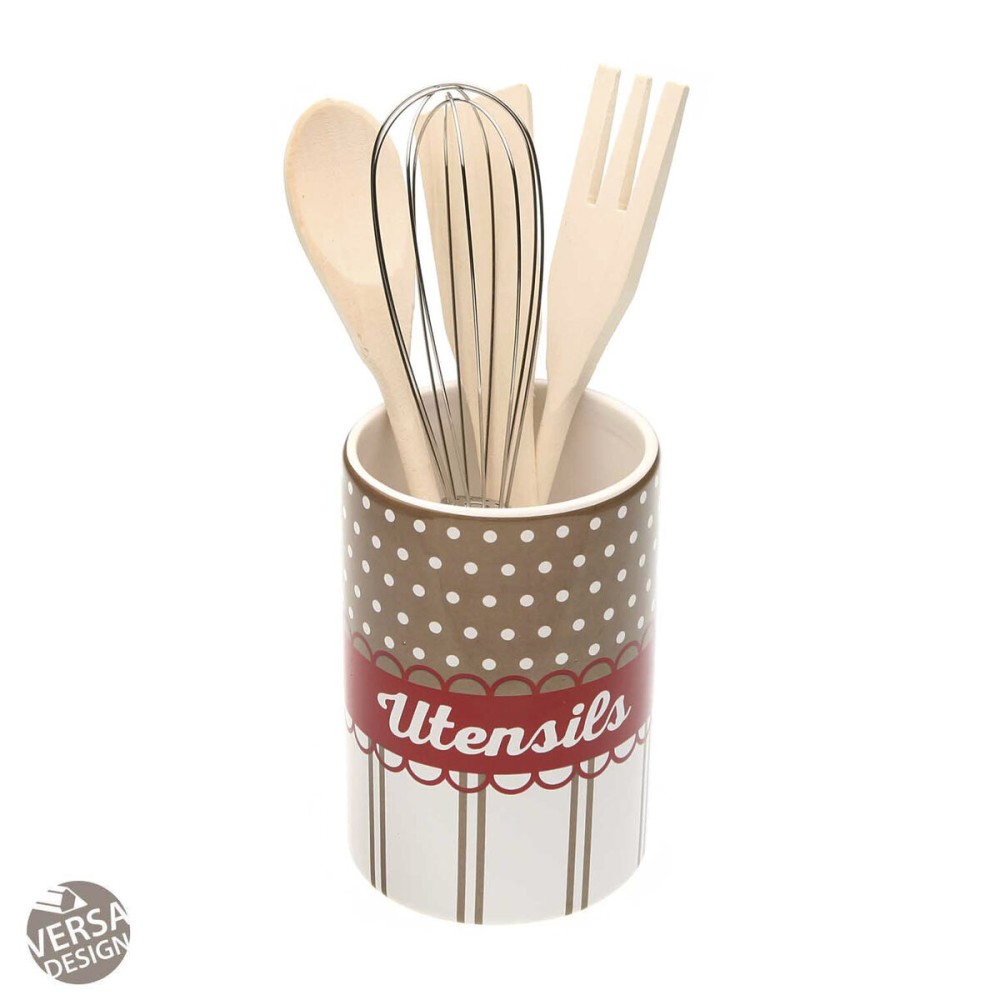 Pot for Kitchen Utensils Versa Ceramic 10 x 15 x 10 cm