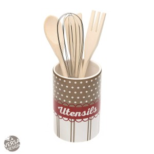 Pot for Kitchen Utensils Versa Ceramic 10 x 15 x 10 cm