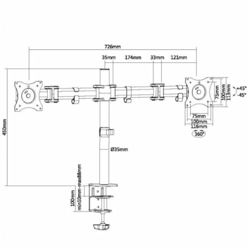 Bildschirm-Träger für den Tisch Equip 650115 13"-27"