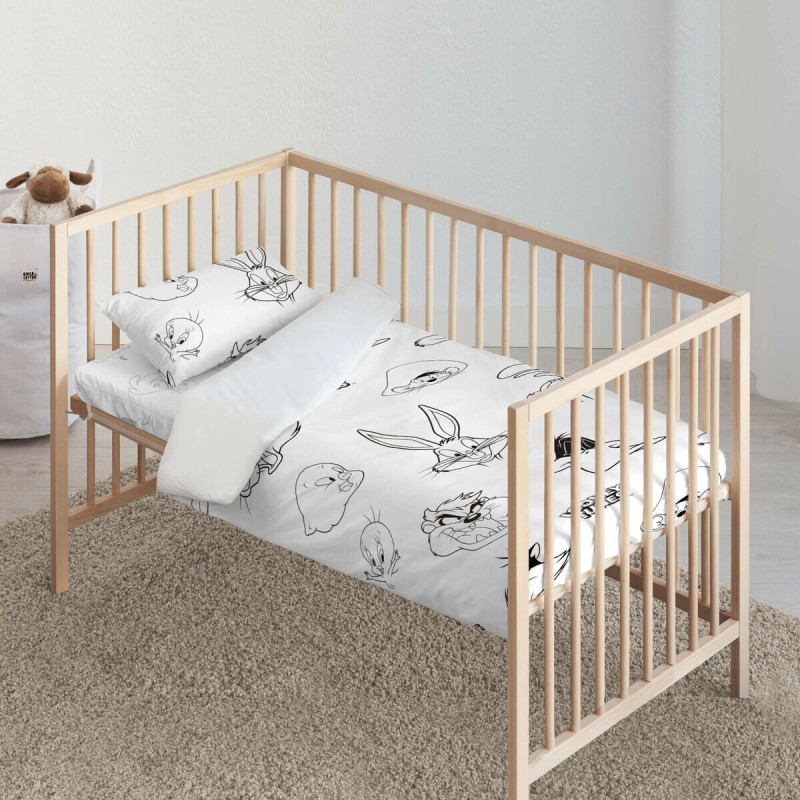 Cot Quilt Cover Looney Tunes Looney B&W 100 x 120 cm