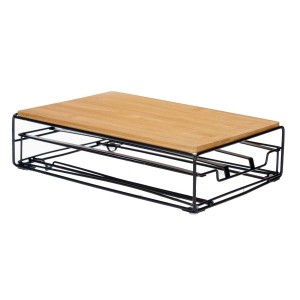 Organizer für Kaffeekapseln Schwarz natürlich Metall Bambus 21 x 57 x 8,5 cm