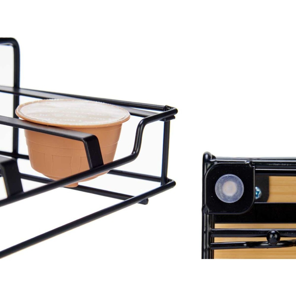 Organizer für Kaffeekapseln Schwarz natürlich Metall Bambus 21 x 57 x 8,5 cm