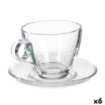 Tasse mit Untertasse Durchsichtig Glas 170 ml (6 Stück)