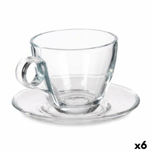 Tasse mit Untertasse Durchsichtig Glas 170 ml (6 Stück)