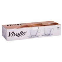 Tasse mit Untertasse Durchsichtig Glas 170 ml (6 Stück)