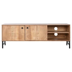 TV furniture Home ESPRIT Brown Black Metal Acacia 145 x 40 x 52 cm