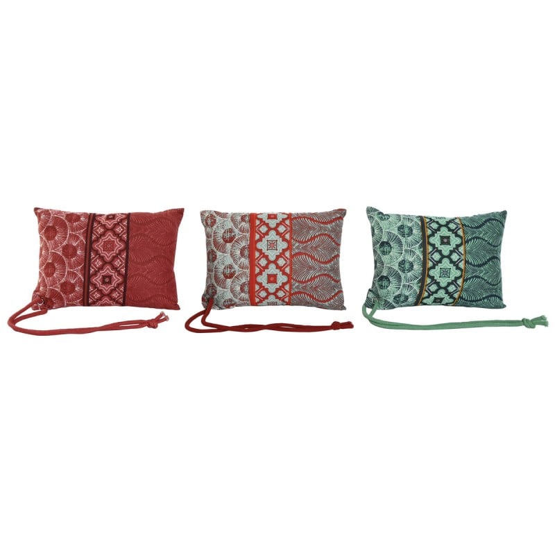 Coussin Home ESPRIT Rouge Vert Corail 30 x 10 x 20 cm (3 Unités)