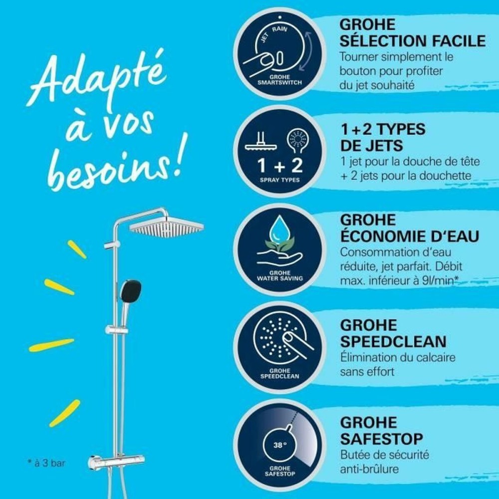 Colonne de douche Grohe Vitalio Comfort 250 Plastique