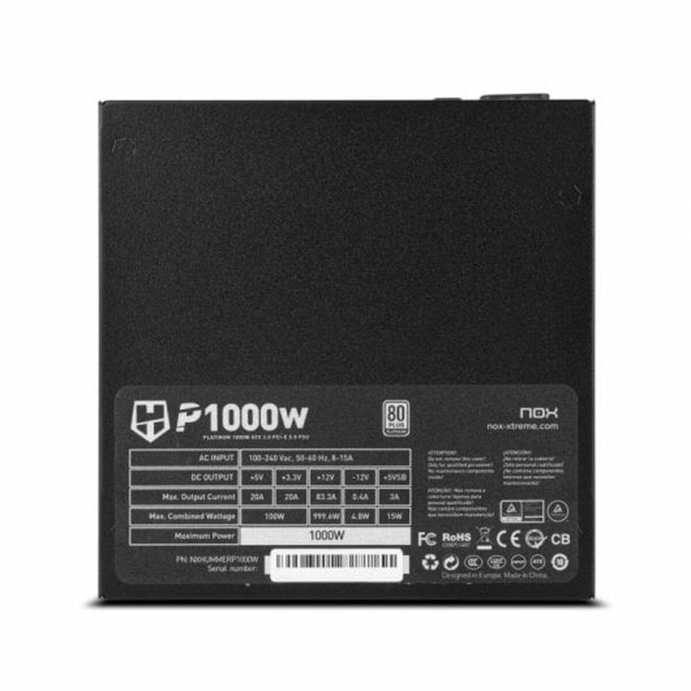 Bloc d’Alimentation Nox-Xtreme NXHUMMERP1000W ATX 1000 W 80 PLUS Platinum