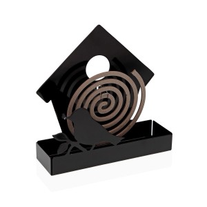 Halterung für Mückenspiralen Versa Schwarz Metall 5 x 17 x 17 cm Vogel