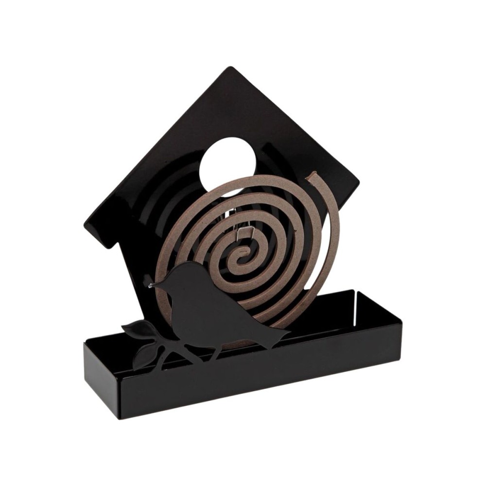 Halterung für Mückenspiralen Versa Schwarz Metall 5 x 17 x 17 cm Vogel