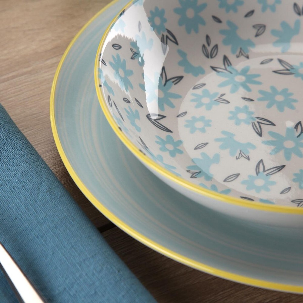 Assiettes Versa BREEZE Bleu Porcelaine 18 Pièces