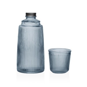 Wasserflasche Versa Blau Glas Aluminium 10,3 x 26 x 10,3 cm