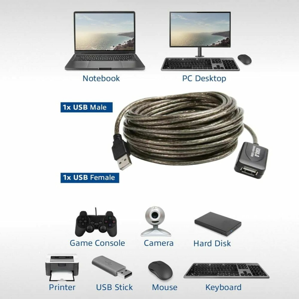 Verlängerungskabel mit USB Ewent EW1023 Schwarz