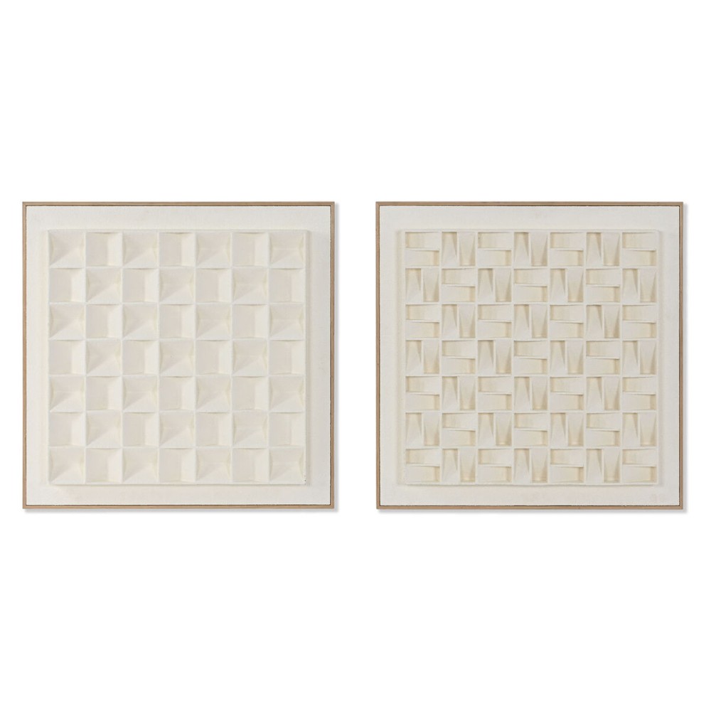 Painting Home ESPRIT Beige Geometric Modern 60 x 7 x 60 cm (2 Units)
