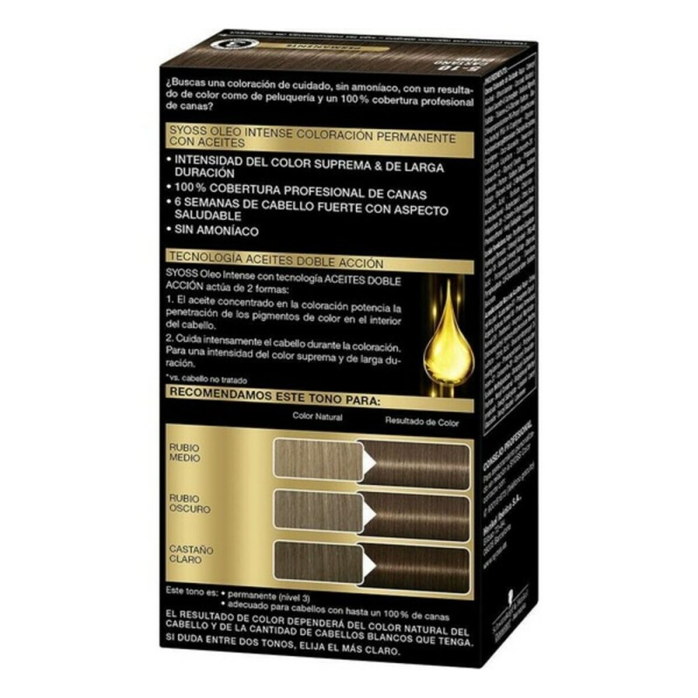 Dauerfärbung Syoss Olio Intense Ohne Ammoniak Nº 5,10 Kastanie hell
