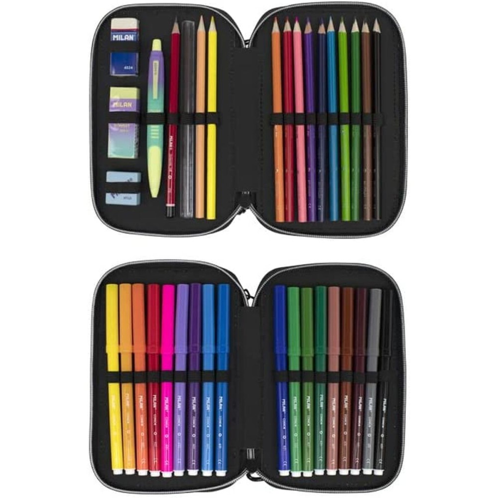 Doppel-Federtasche Milan Sunset Schwarz grün 34 Stücke 19,5 x 13 x 5 cm
