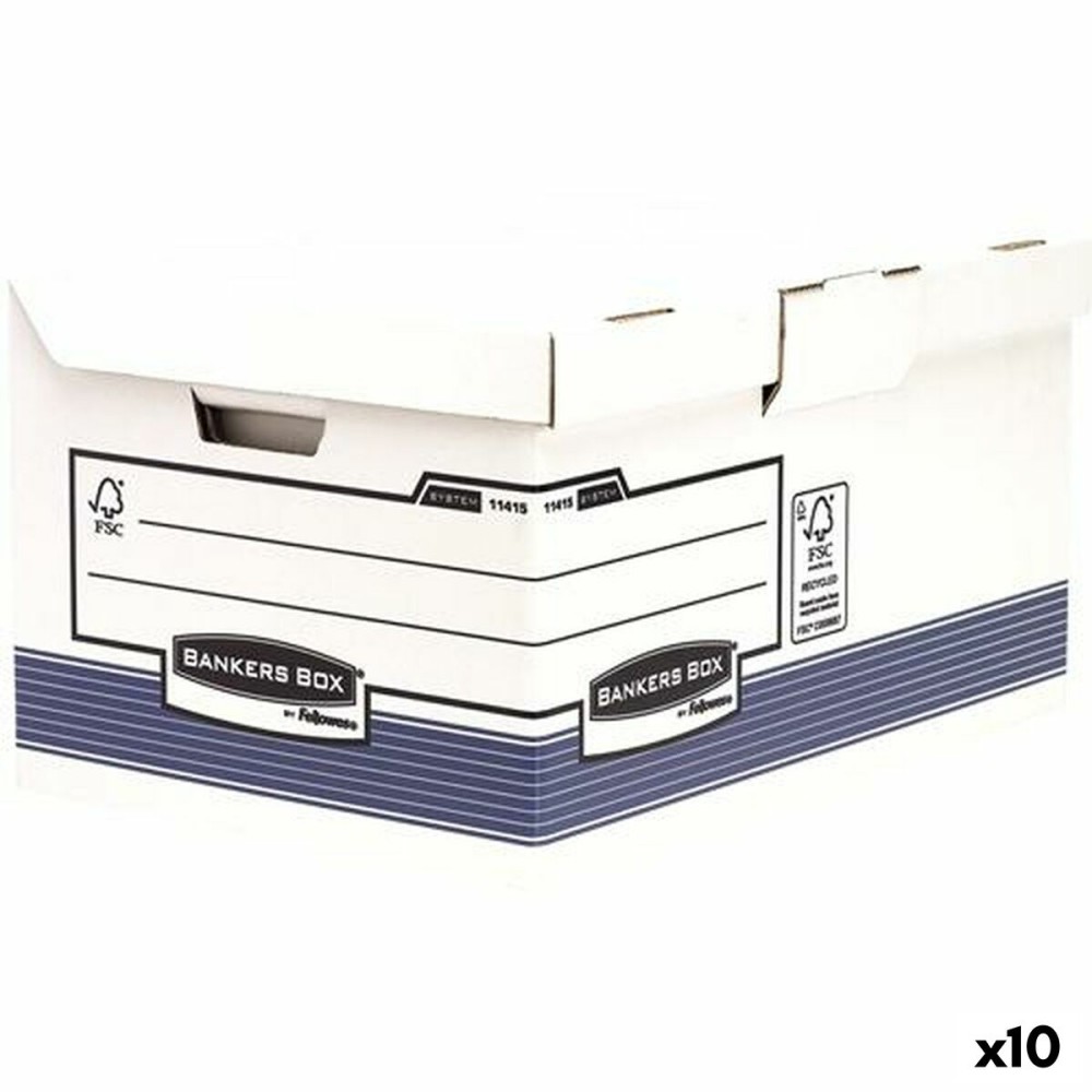 boîte pour archives Fellowes Maxi Bleu Blanc 31 x 39 x 56 cm 10 Unités