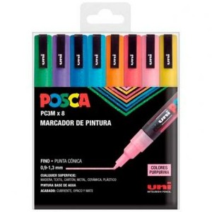 boîte de marqueurs Uni-Ball PC-3M 8 Pièces Multicouleur