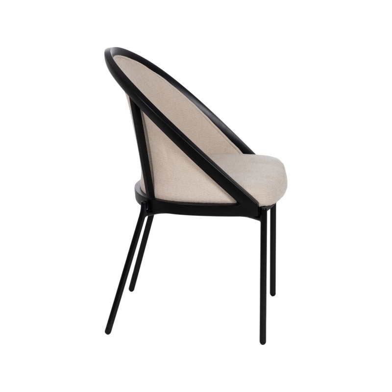 Chaise de Salle à Manger Noir Beige 54 x 47,5 x 82,3 cm