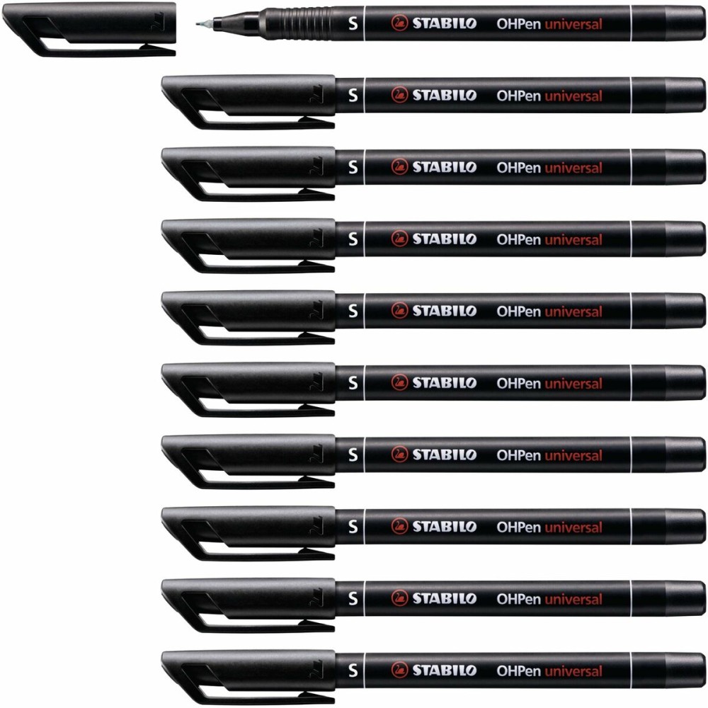Marqueur permanent Stabilo OHPen Noir 10 Pièces