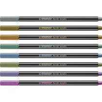 Set of Felt Tip Pens Stabilo Pen 68 metallic 8 Pieces Multicolour