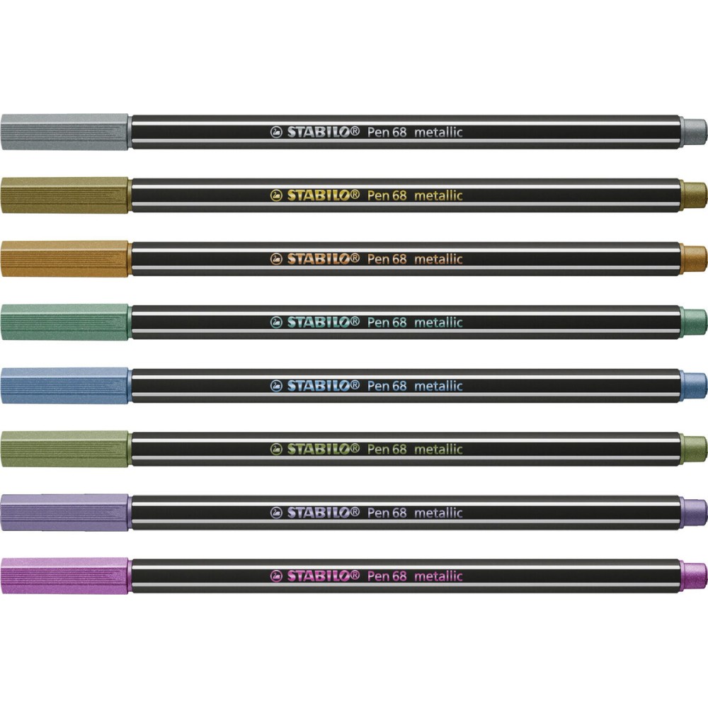 Set of Felt Tip Pens Stabilo Pen 68 metallic 8 Pieces Multicolour