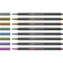 Set of Felt Tip Pens Stabilo Pen 68 metallic 8 Pieces Multicolour