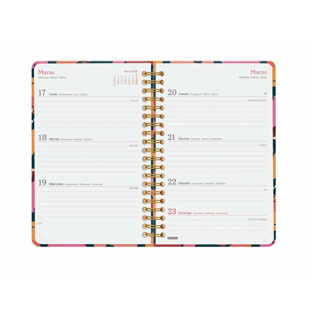 Diary Finocam YOU 11,7 x 18,1 cm 2025 Floral