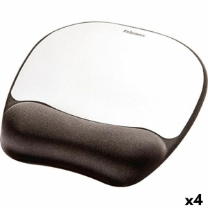 Mousepad mit Handballenauflage Fellowes Silberfarben Schwarz Stoff Foam 4 Stück (23 x 19,6 x 2 cm)