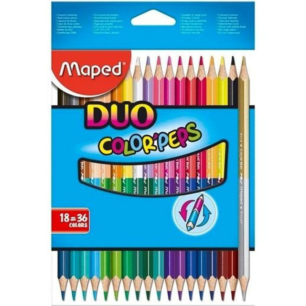 Buntstifte Maped Duo Color' Peps Bunt 18 Stücke Zweifachem Ende (12 Stück)