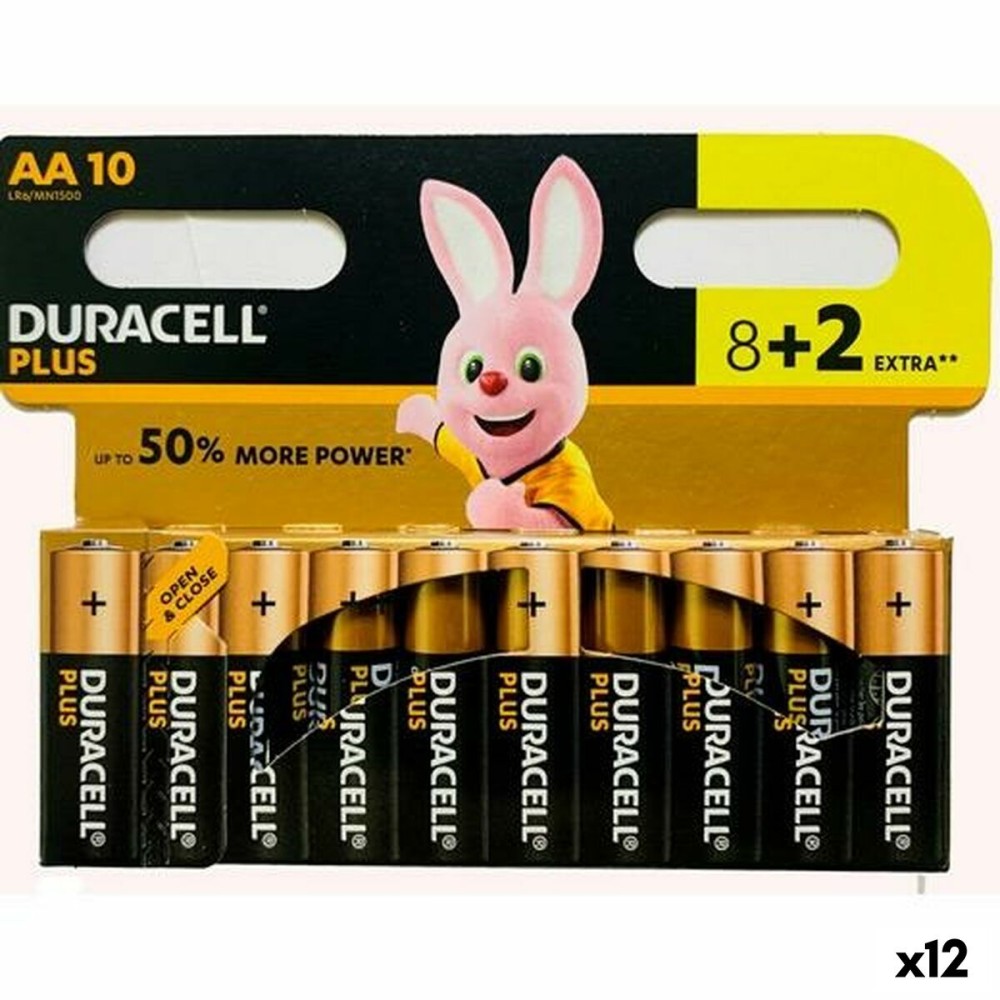 Piles Alcalines DURACELL Plus 1,5 V LR06 (12 Unités)