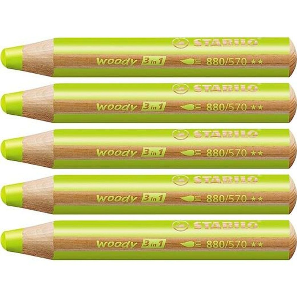 Colouring pencils Stabilo Woody Green 3-in-1 (5 Units)