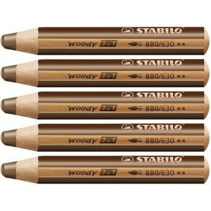 Buntstifte Stabilo Woody Braun 3 in 1 (5 Stück)