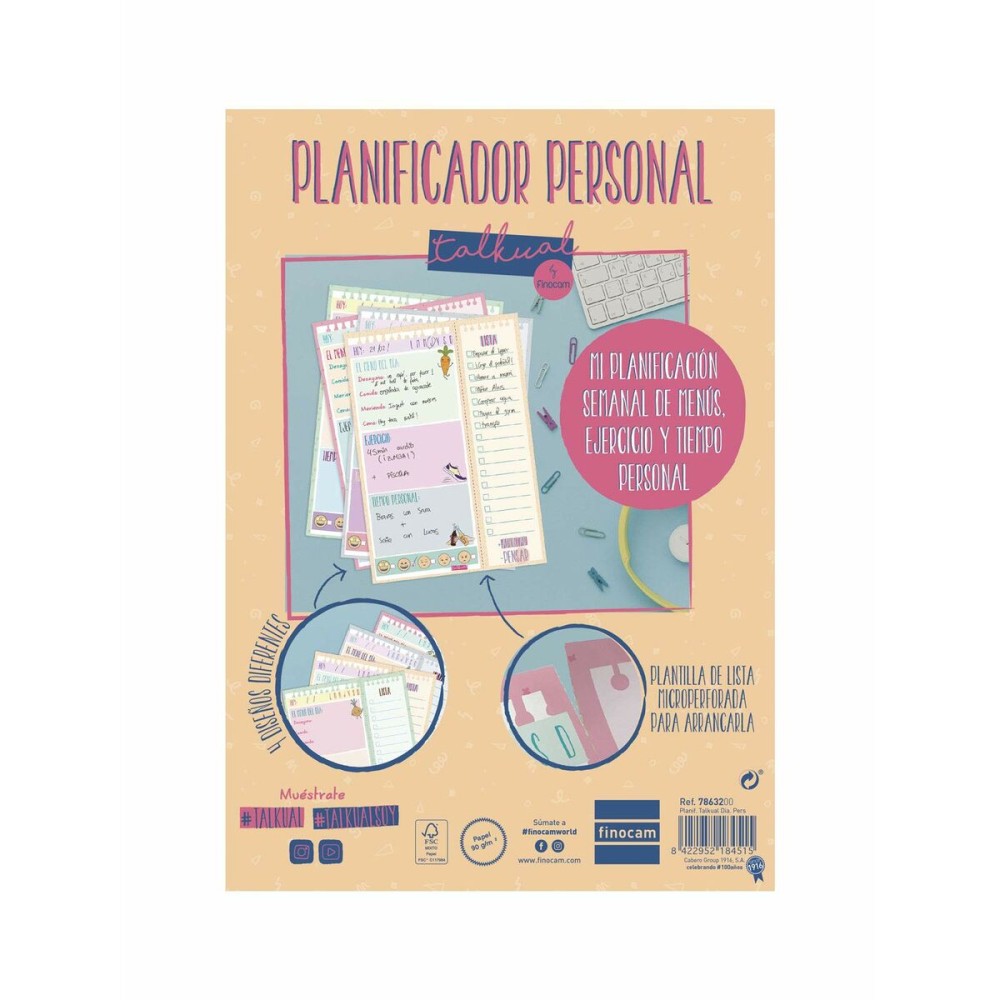 Daily planner Finocam TALKUAL 14,8 x 21 cm White