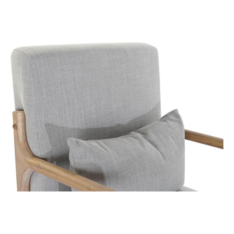 Armchair DKD Home Decor MB-179429 Grey Natural Light grey Rubber wood Sixties 66 x 88 x 78 cm