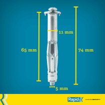 Wall plugs and screws Rapid Ø 11 x 65 mm M5 x 74 mm Metal Expansion 10 Units