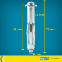 Dübel und Schrauben Rapid Ø 13 x 65 mm M6 x 75 mm Metall Erweiterung 10 Stück