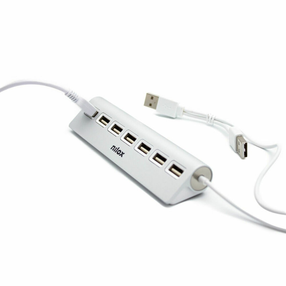 Hub USB Nilox NXHU7ALU2 Noir Gris