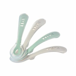 Couverts Béaba Vert Gris Silicone 4 Pièces (4 Unités)