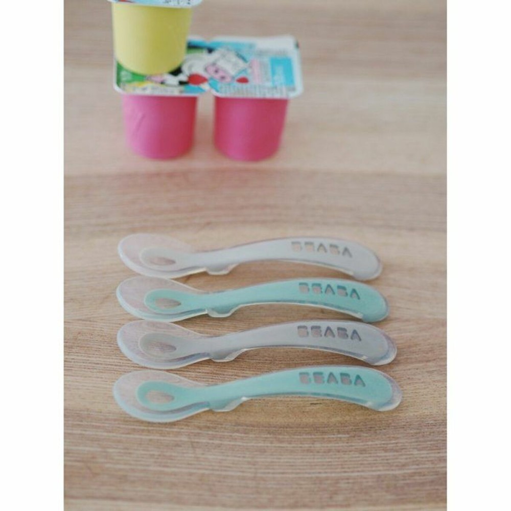 Pieces of Cutlery Béaba Green Grey Silicone 4 Pieces (4 Units)