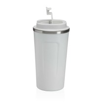 Glass with Lid Versa White Steel polypropylene 510 ml