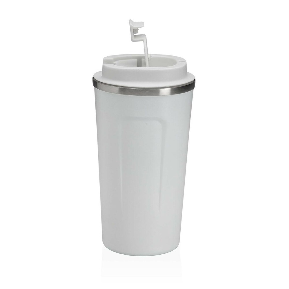 Glass with Lid Versa White Steel polypropylene 510 ml