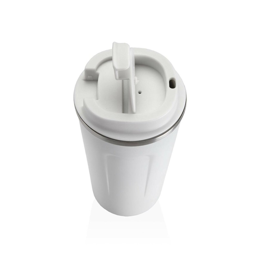 Glass with Lid Versa White Steel polypropylene 510 ml